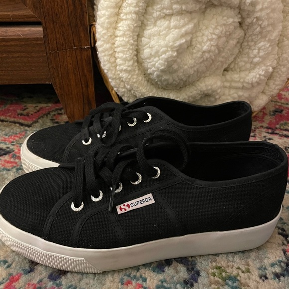 Black Canvas Superga Platforms - Picture 4 of 7